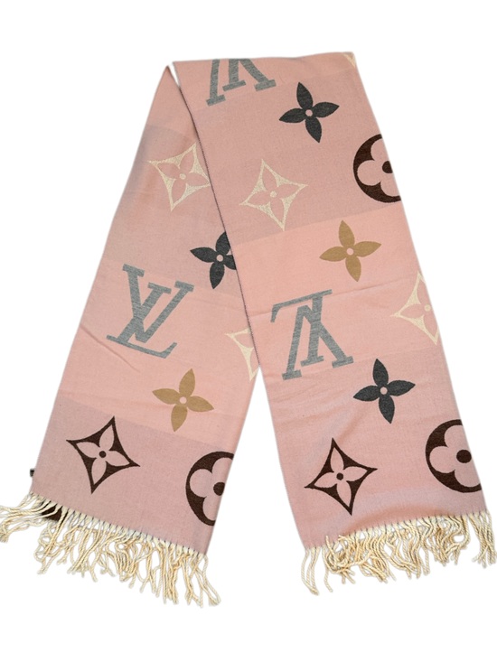The Unbranded Brand Accessories - Pink Monogram Logo Fringe Scarf Shawl
